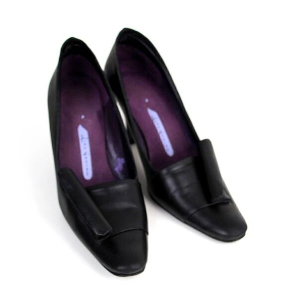 VTG Lisa Nadin BLACK GENUINE LEATHER 2.5" HEEL POINTED TOE CLASSIC SHOES Sz 36/6 - Picture 3 of 13
